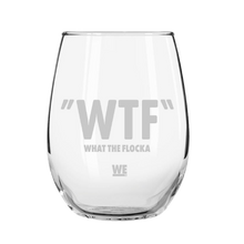 Load image into Gallery viewer, Waka & Tammy WTF Logo Laser Engraved Stemless Wine Glass